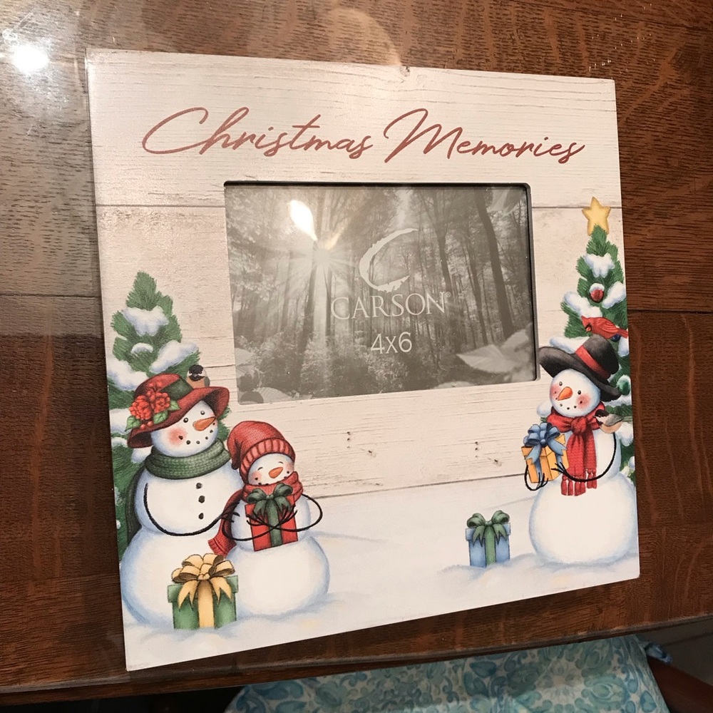 Carson Christmas Memories snowman picture frame 4” x 6” photo